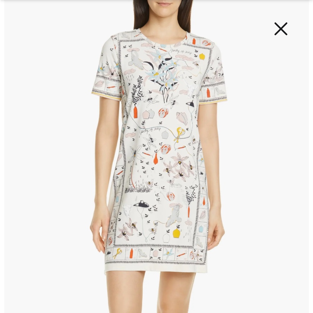 NWOT Tory Burch POETRY OF THINGS Floral Whimsical White Mini Dress